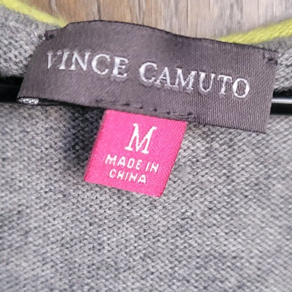 Vince Camuto Colorblock Sweater Lime Grey Navy Blue Mint Size Medium - Picture 2 of 10